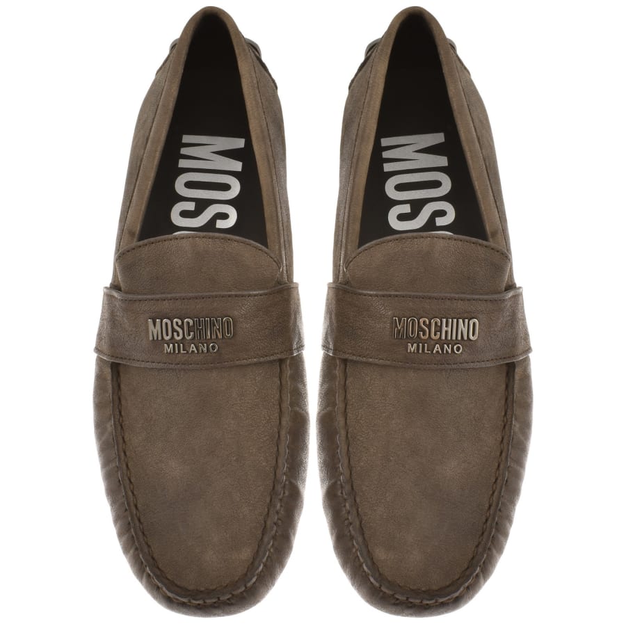 Moschino Leather Driver Shoes Brown